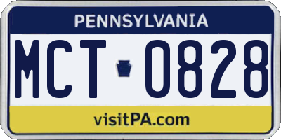 PA license plate MCT0828