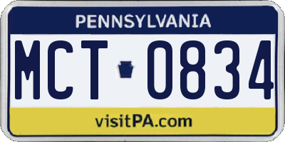 PA license plate MCT0834