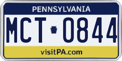 PA license plate MCT0844