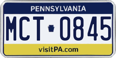 PA license plate MCT0845