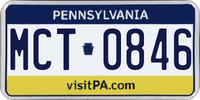 PA license plate MCT0846