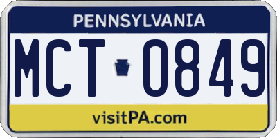 PA license plate MCT0849