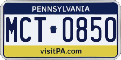 PA license plate MCT0850