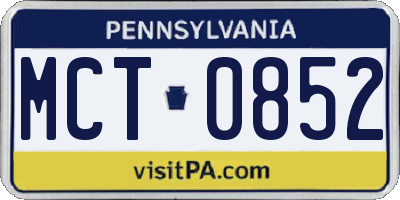 PA license plate MCT0852