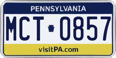 PA license plate MCT0857