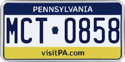 PA license plate MCT0858