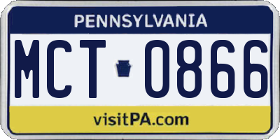 PA license plate MCT0866