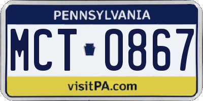 PA license plate MCT0867