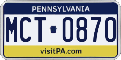PA license plate MCT0870