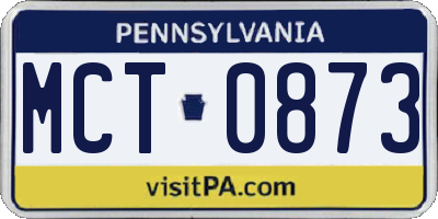 PA license plate MCT0873