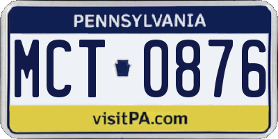 PA license plate MCT0876