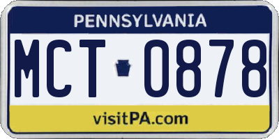 PA license plate MCT0878