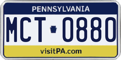 PA license plate MCT0880