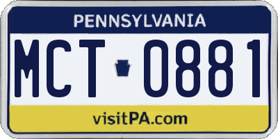 PA license plate MCT0881