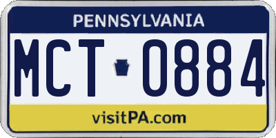 PA license plate MCT0884