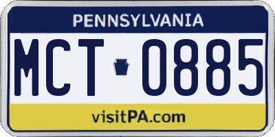 PA license plate MCT0885
