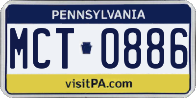 PA license plate MCT0886