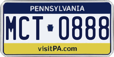 PA license plate MCT0888