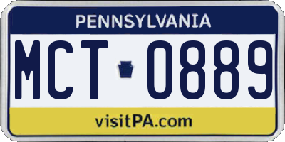 PA license plate MCT0889