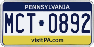 PA license plate MCT0892