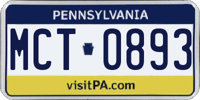 PA license plate MCT0893