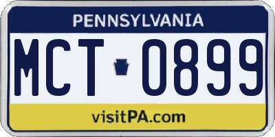 PA license plate MCT0899