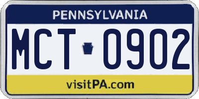 PA license plate MCT0902
