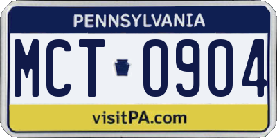 PA license plate MCT0904