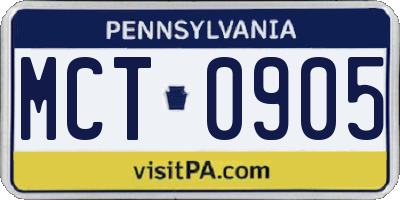 PA license plate MCT0905