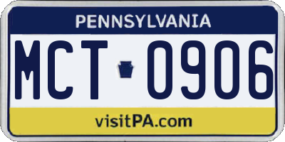 PA license plate MCT0906