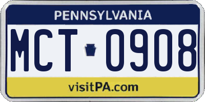 PA license plate MCT0908