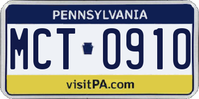 PA license plate MCT0910