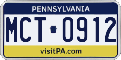PA license plate MCT0912