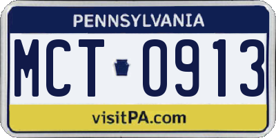 PA license plate MCT0913