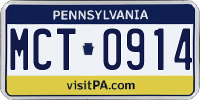 PA license plate MCT0914