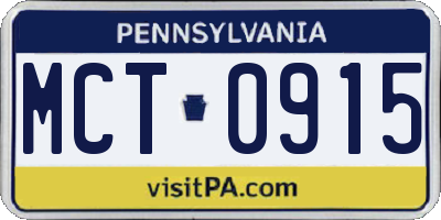 PA license plate MCT0915
