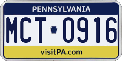 PA license plate MCT0916