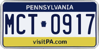 PA license plate MCT0917