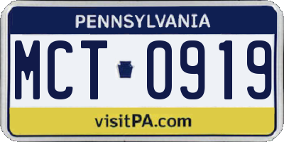 PA license plate MCT0919