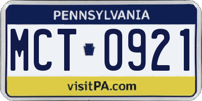 PA license plate MCT0921