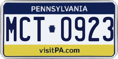 PA license plate MCT0923