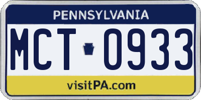 PA license plate MCT0933