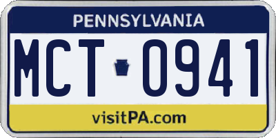 PA license plate MCT0941