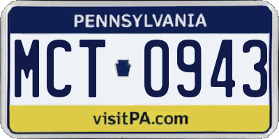 PA license plate MCT0943
