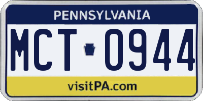 PA license plate MCT0944