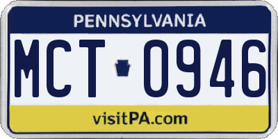 PA license plate MCT0946