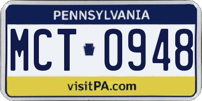 PA license plate MCT0948