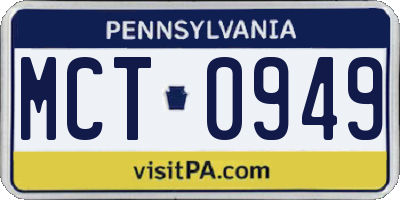 PA license plate MCT0949