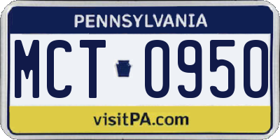 PA license plate MCT0950
