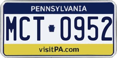 PA license plate MCT0952